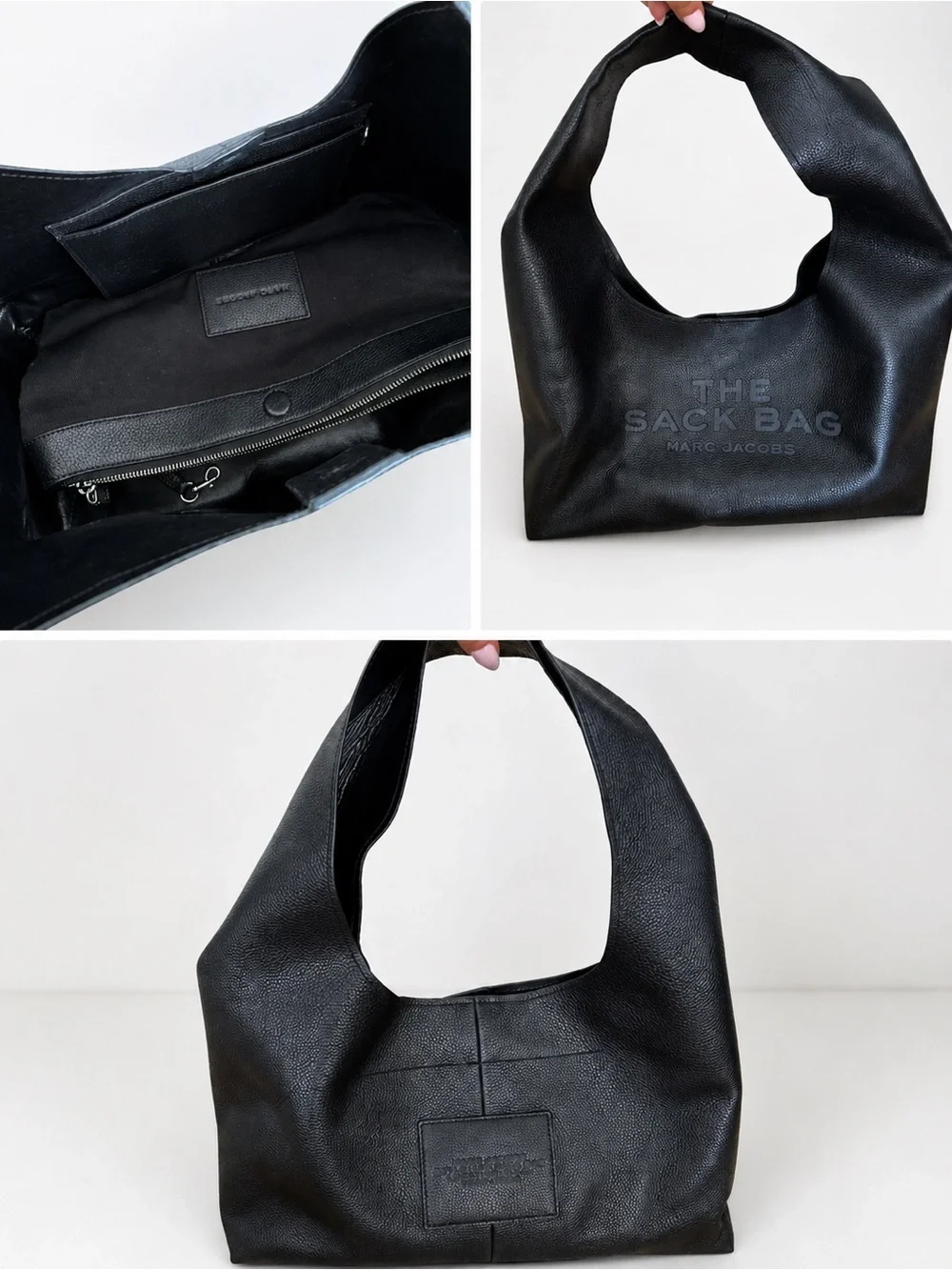 Marc Jacobs Black Pebbled Leather Sack Bag Hobo